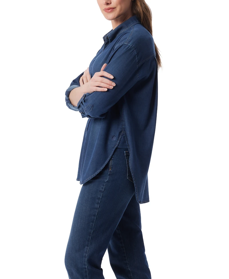 Gloria Vanderbilt Women's Amanda Roll-Tab-Sleeve Button-Front Shirt