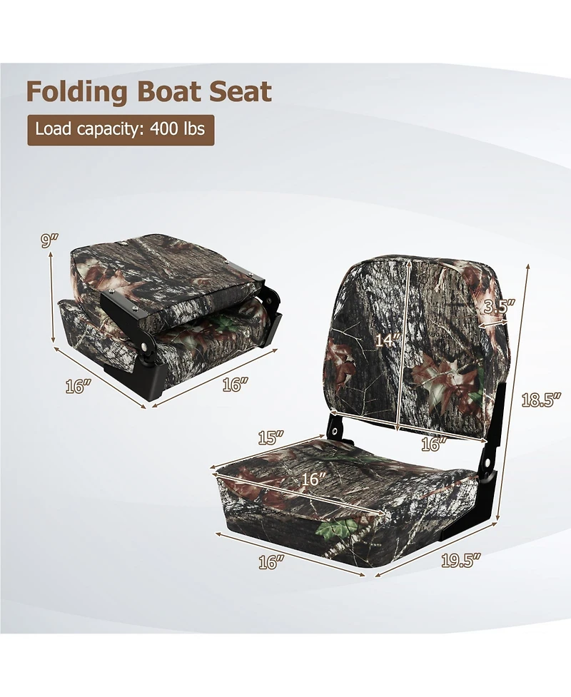 Akiudex 2-Piece Folding Boat Seat Set with Sponge Padding - Camouflage