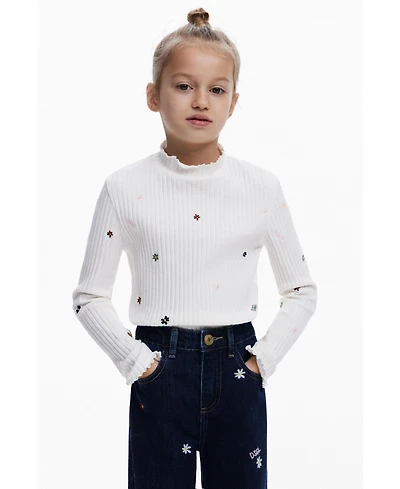 Desigual Girls Girls's Ribbed T-shirt with embroidery