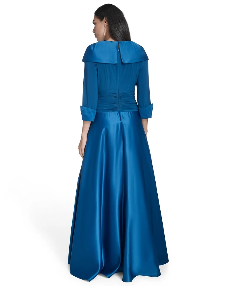 Jessica Howard Women's Portrait-Collar Side-Ruched Gown