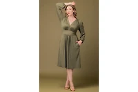 Kiyonna Plus Diana Long Sleeve Midi Dress