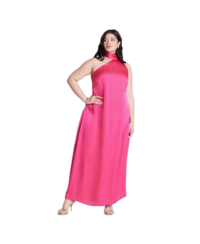 Eloquii Women's Scarf Neck Maxi Dress