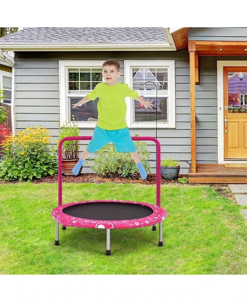 36 Inch Kids Mini Trampoline Rebounder with Full Covered Handrail