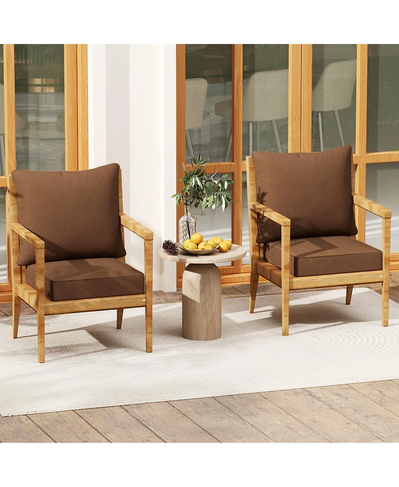 Gymax 2PCS Deep Seat Chair Cushion Pads Set Indoor/Outdoor w/ Rope Belts