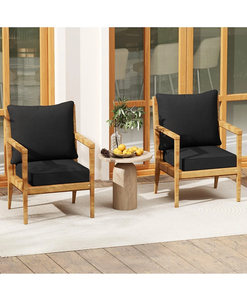 Gymax 2PCS Deep Seat Chair Cushion Pads Set Indoor/Outdoor w/ Rope Belts