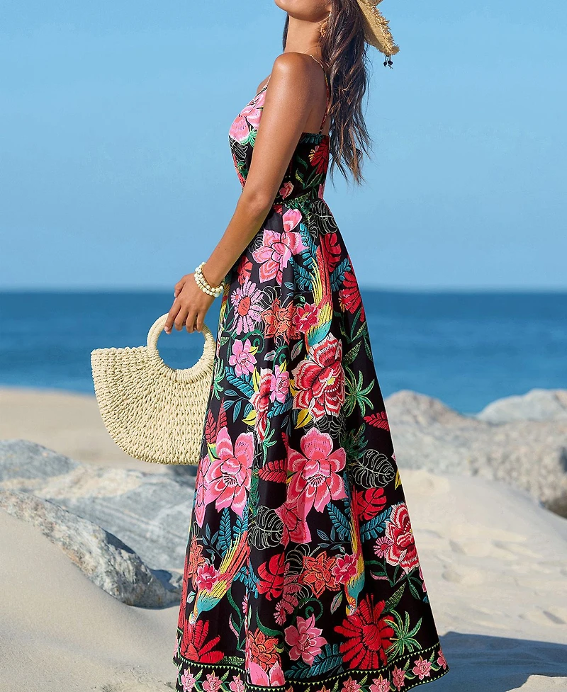 Cupshe Women's Vibrant Oasis Tropical Maxi Beach Dress