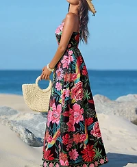 Cupshe Women's Vibrant Oasis Tropical Maxi Beach Dress