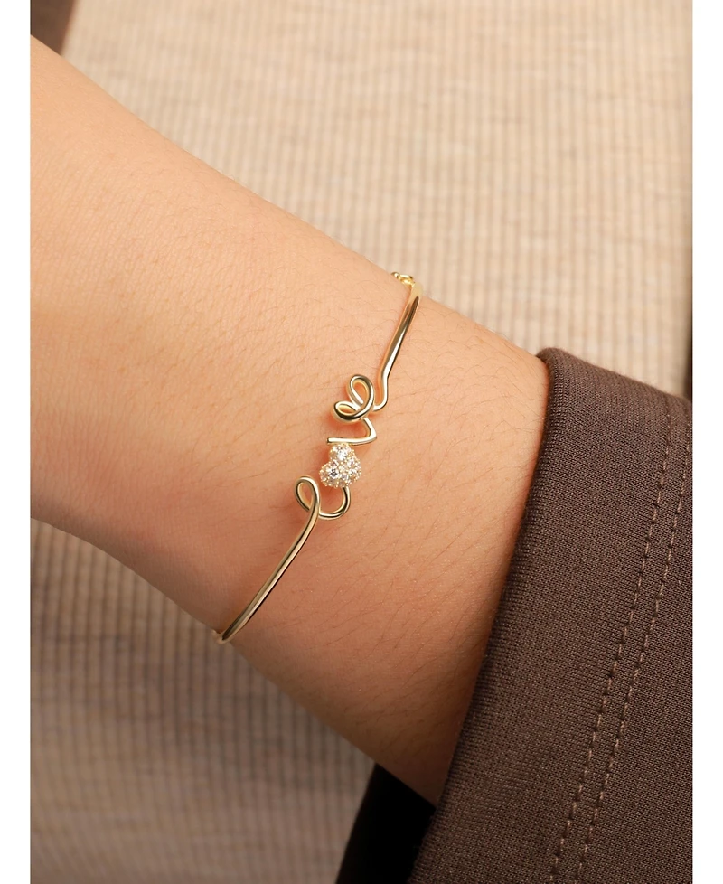 Devata Love Script Bangle Bracelet in 14K Gold, Fits Small Wrist, approx. 3.7 grams