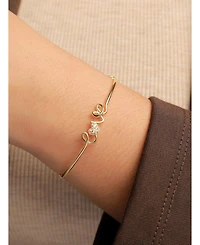 Devata Love Script Bangle Bracelet in 14K Gold, Fits Small Wrist, approx. 3.7 grams