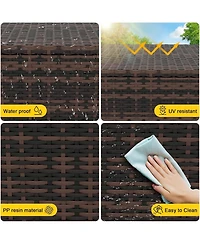 Gaomon 80 Gallon Waterproof Outdoor Rattan Storage Deck Box with Lid, Wheels & Handle for Cushions, Patio Furniture, Garden Tools