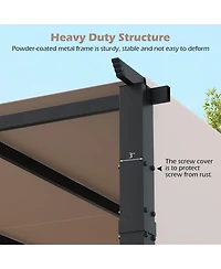 10 x 10 ft Flat Top Pergola with Retractable Canopy for Garden Pool Porch and Backyard