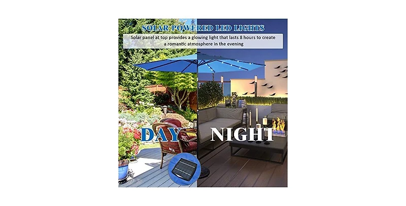 10 Feet Outdoor Patio umbrella with Bright Solar Led Lights