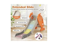 4-in-1 Indoor Slide for Kids Age 3+ with Basketball Hoop and Rings