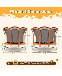 8 Feet Outdoor Unique Flower Shape Trampoline with Enclosure Net