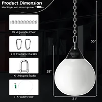 21 Inch Water Punching Bag with Adjustable Metal Chain - White