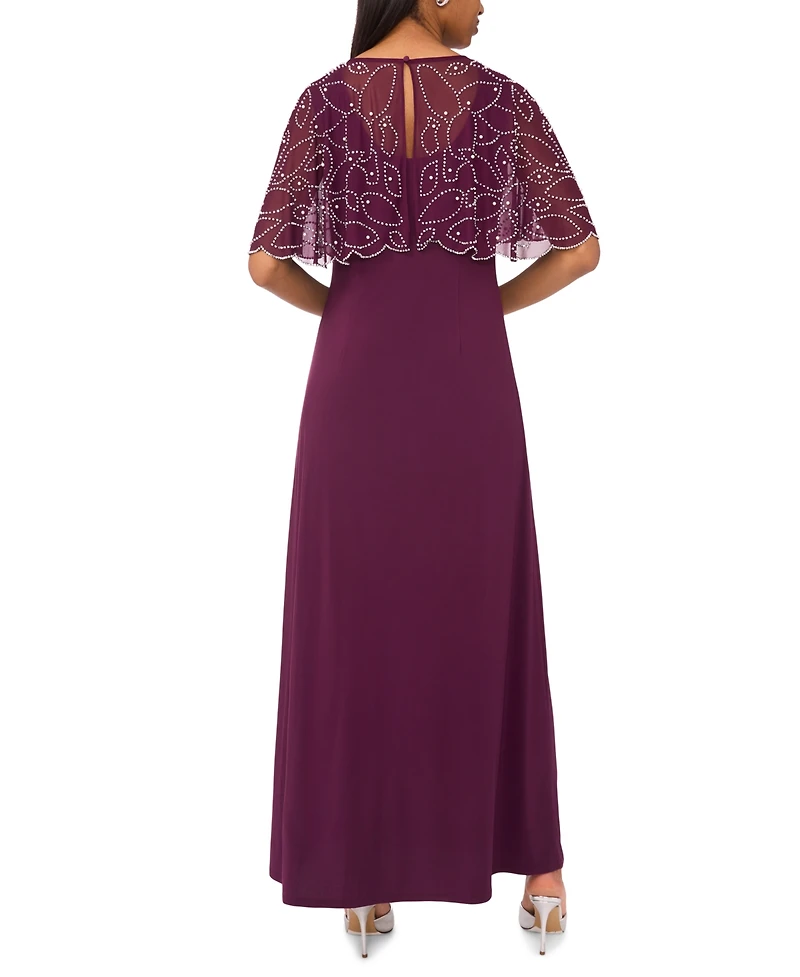Msk Women's Combo Faraj Cape Maxi Dress