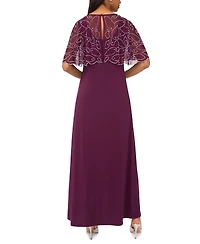Msk Women's Combo Faraj Cape Maxi Dress