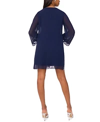 Msk Women's V-Neck Long Sleeve Midi Dress