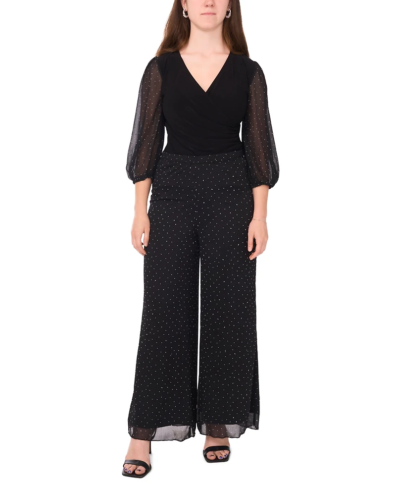 Msk Women's Pull-On Nails Studs Palazzo Pants