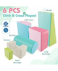 6-Piece Foam Climbing Blocks Indoor Climb and Crawl Activity Playset with Rectangles