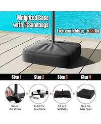 13 Feet Double-Sided Patio Twin Table Umbrella with Crank Handle