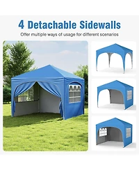 10 X 10 Ft Pop up Canopy Tent with 4 Removable Sidewall