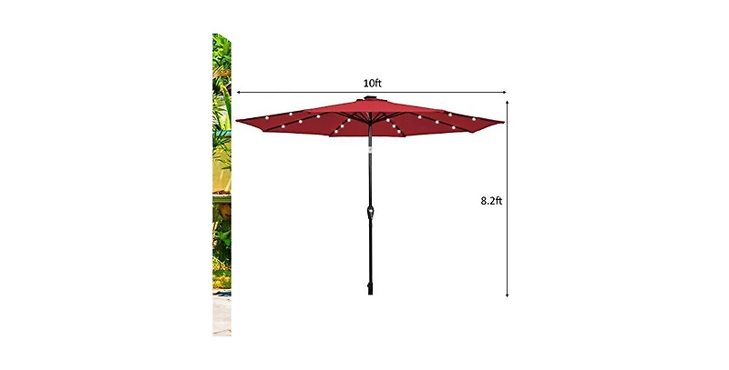 10 Feet Outdoor Patio umbrella with Bright Solar Led Lights