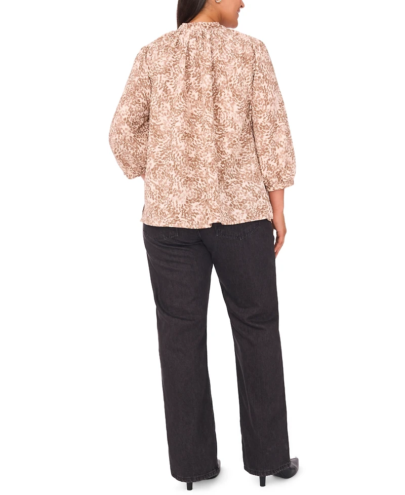 Vince Camuto Plus Peasant Split Neck Blouse
