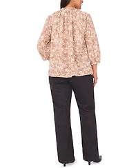 Vince Camuto Plus Peasant Split Neck Blouse