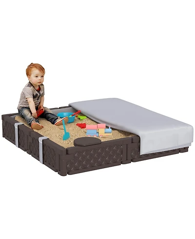 Qaba Square Kids box with Cover, 4 Seats, Bottom Liner,