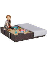 Qaba Square Kids box with Cover, 4 Seats, Bottom Liner,
