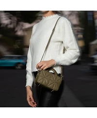 Susu Olive Green Small Crossbody Bag Pebble Leather Mini Purse with Top Handle and Adjustable Strap for Women