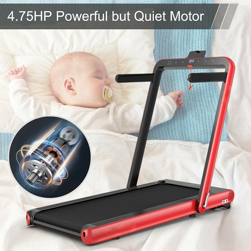 4.75HP 2-in-1 Folding Treadmill with Remote and App Control