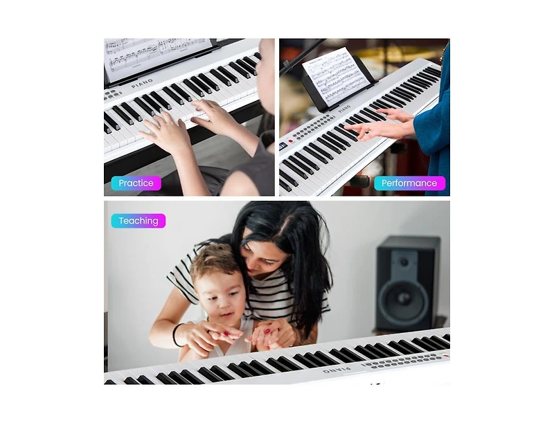 88-Key Foldable Electric Keyboard Piano with Wireless Midi and Dual Speakers