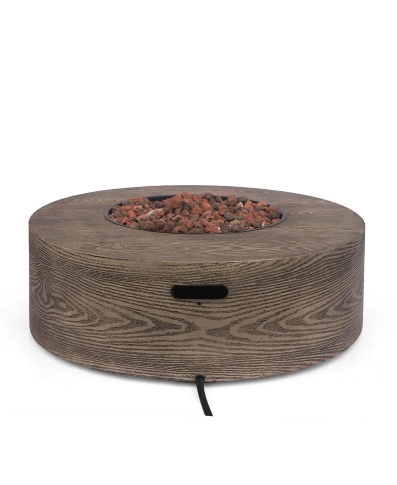 Mondawe 30" Round Iron Fire Pit, 50,000 Btu, Outdoor Propane, Tank Outside