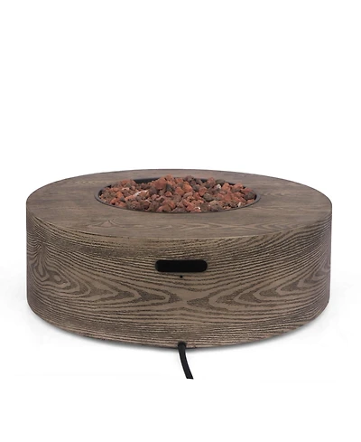 Mondawe 30" Round Iron Fire Pit, 50,000 Btu, Outdoor Propane, Tank Outside