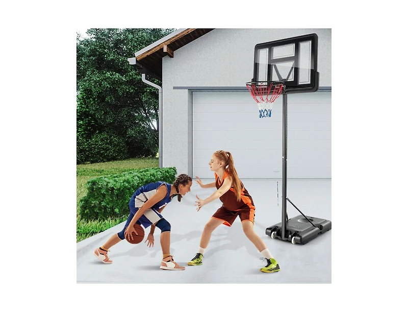 4.25 to 10 Feet Adjustable Basketball Hoop System with Holes and 2 Nets