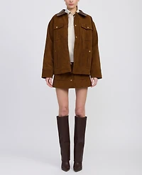 En Saison Women's Eloise Long Sleeve Faux Suede Chore Jacket