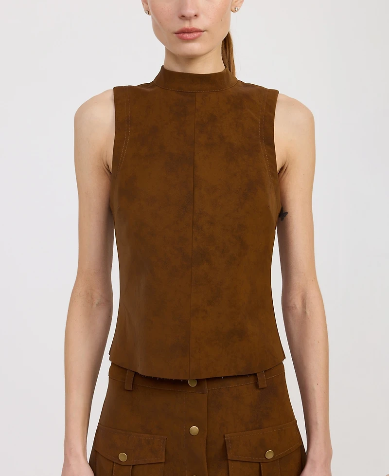 En Saison Women's Eloise Turtleneck Sleeveless Top