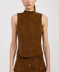 En Saison Women's Eloise Turtleneck Sleeveless Top