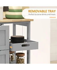 Homcom Rolling Kitchen Island Cart, Bar Serving Cart with Drawers,