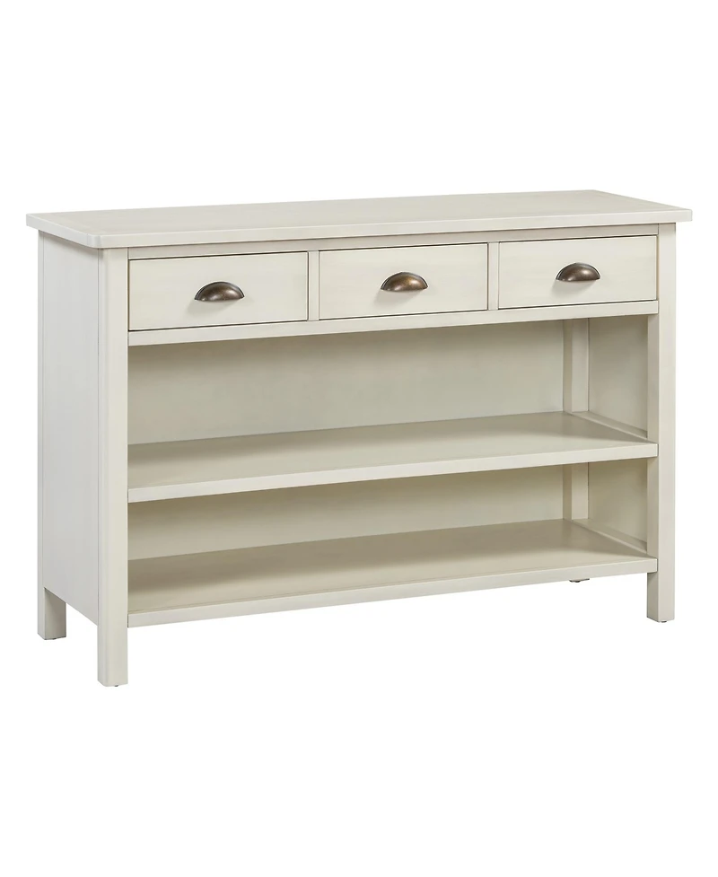 Casainc Console Table Cabinet with 3 Storage Drawers Water Hyacinth Woven Baskets
