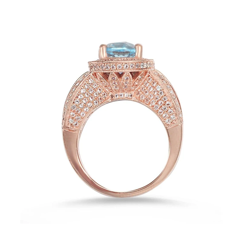 Suzy Levian New York Sterling Silver Oval Cut Center Topaz Cocktail Ring