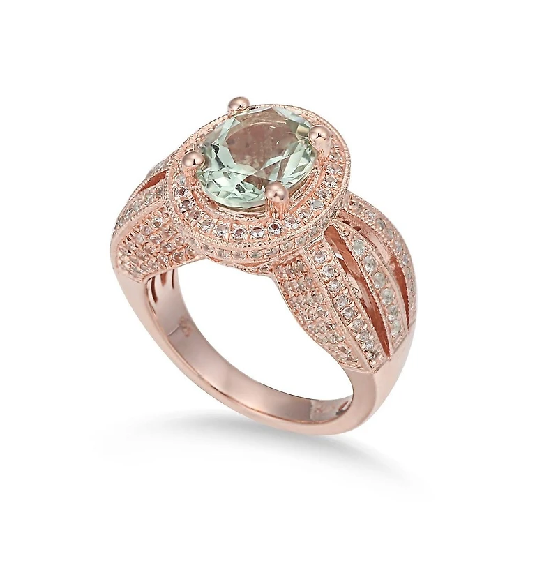 Suzy Levian New York Sterling Silver Oval Cut Center Topaz Cocktail Ring