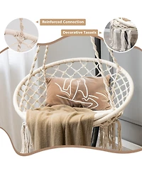 Gymax Hammock Swing Chair with Cushion Hanging Hardware Kit Indoor Outdoor