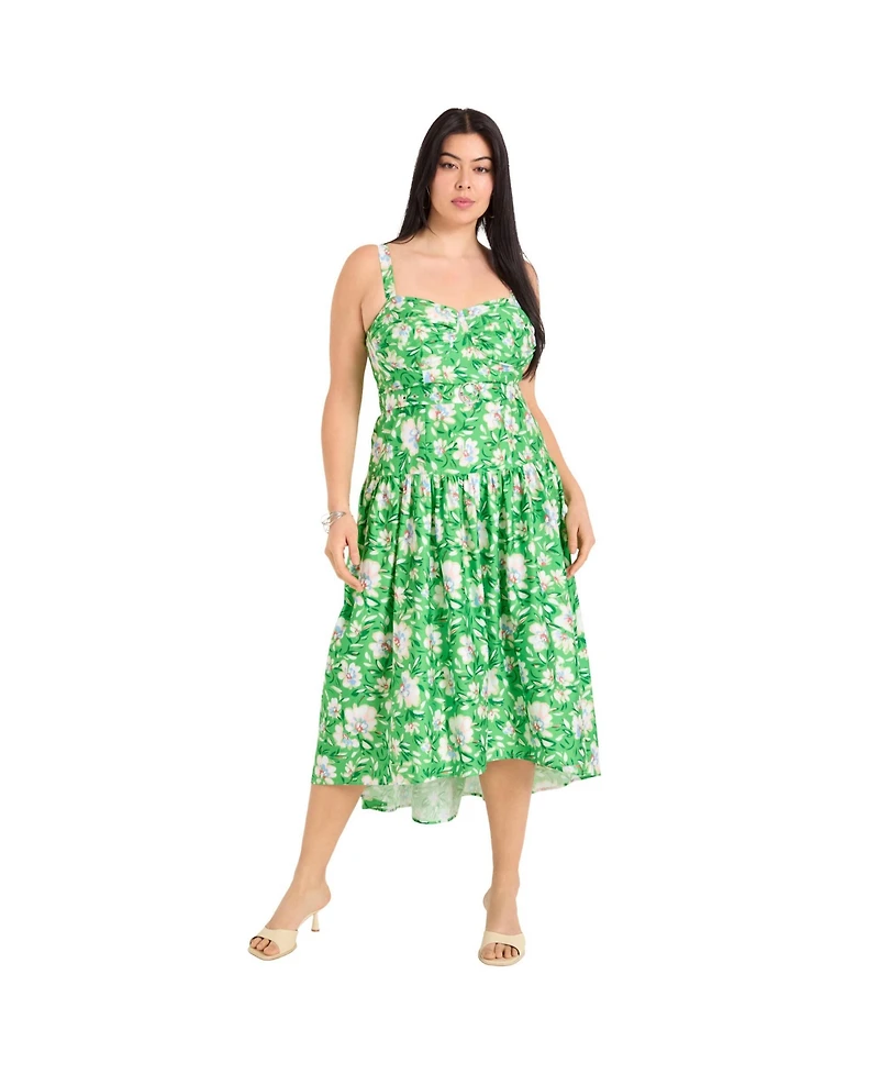 June + Vie Women's Plus High-Low Midi Dress