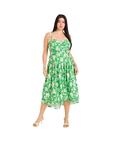 June + Vie Women's Plus High-Low Midi Dress