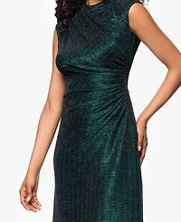 Betsy & Adam Women's Crinkle Ruched Slit Gown