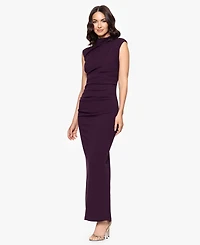 Betsy & Adam Women's Ruched Scuba Crepe Mock Neck Dress
