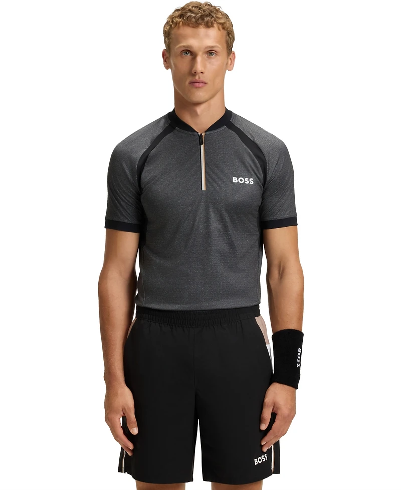 Boss by Hugo Men's Jersey Zip-Neck Slim-Fit Polo Shirt